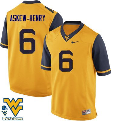 Men's West Virginia Mountaineers NCAA #6 Dravon Askew-Henry Gold Authentic Nike Stitched College Football Jersey GJ15B81FS